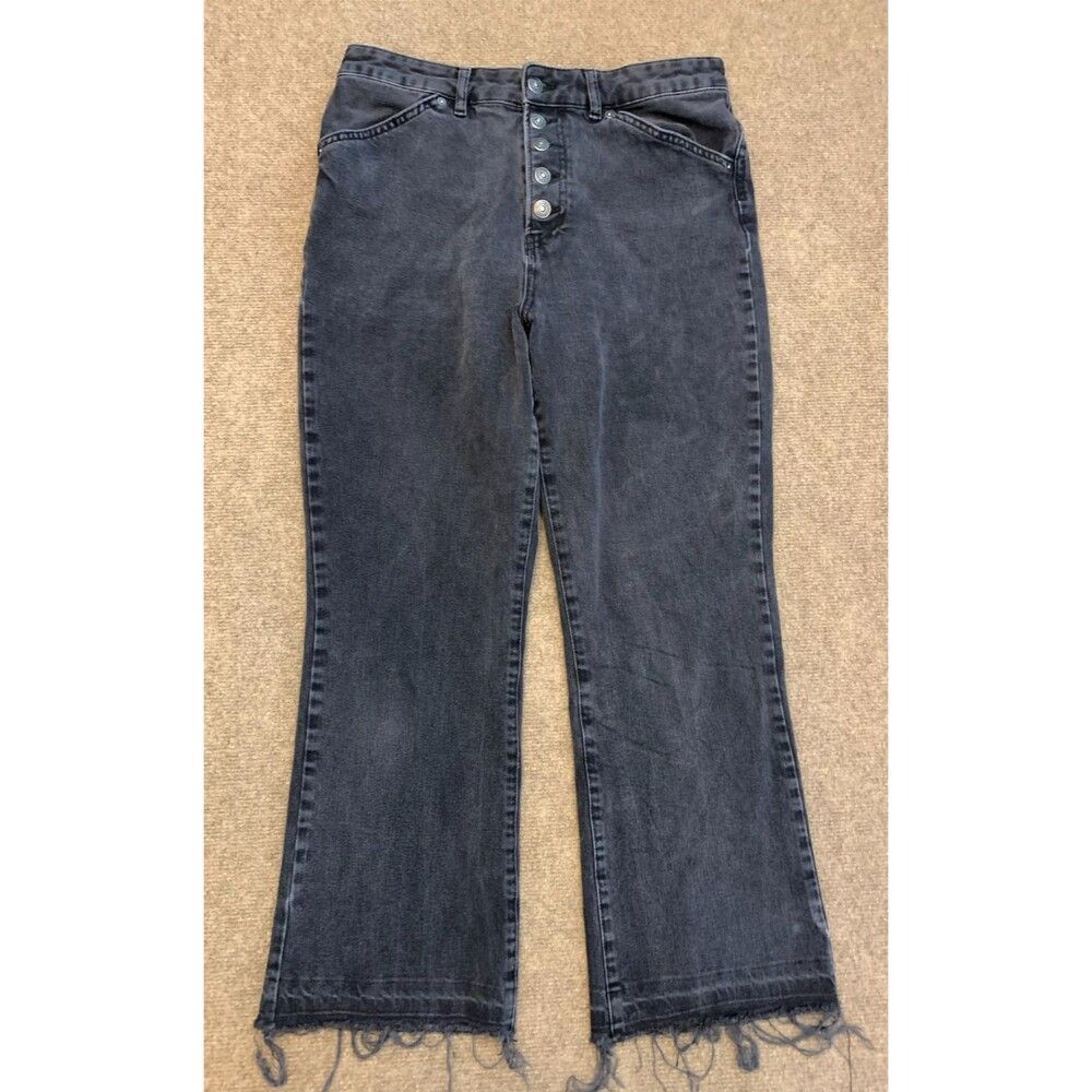 We The Free People Jeans Womens 31 Dylan High Rise Bootcut Raw Hem Button Fly